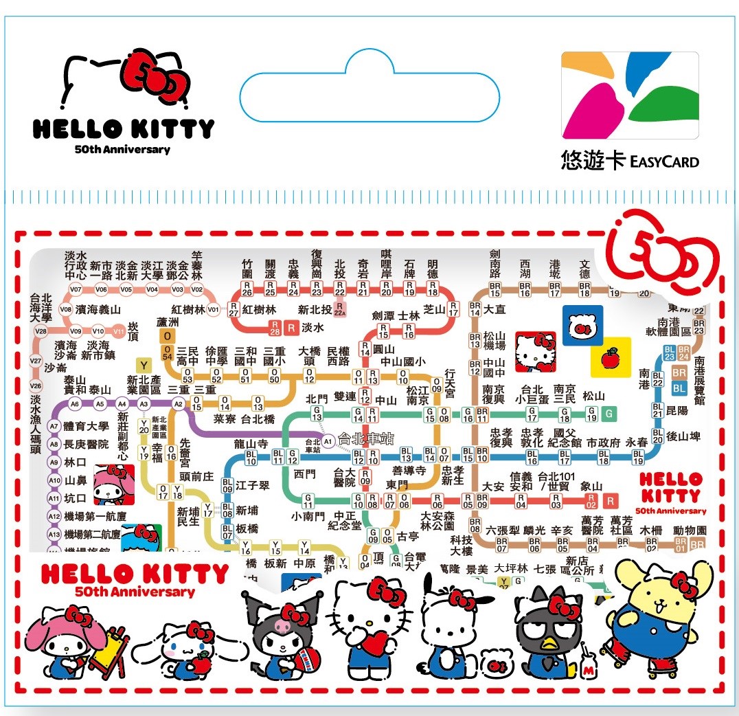 Sanrio Characters Hello Kitty 50th Anniversary MRT Map Taiwan Easycard 悠游卡