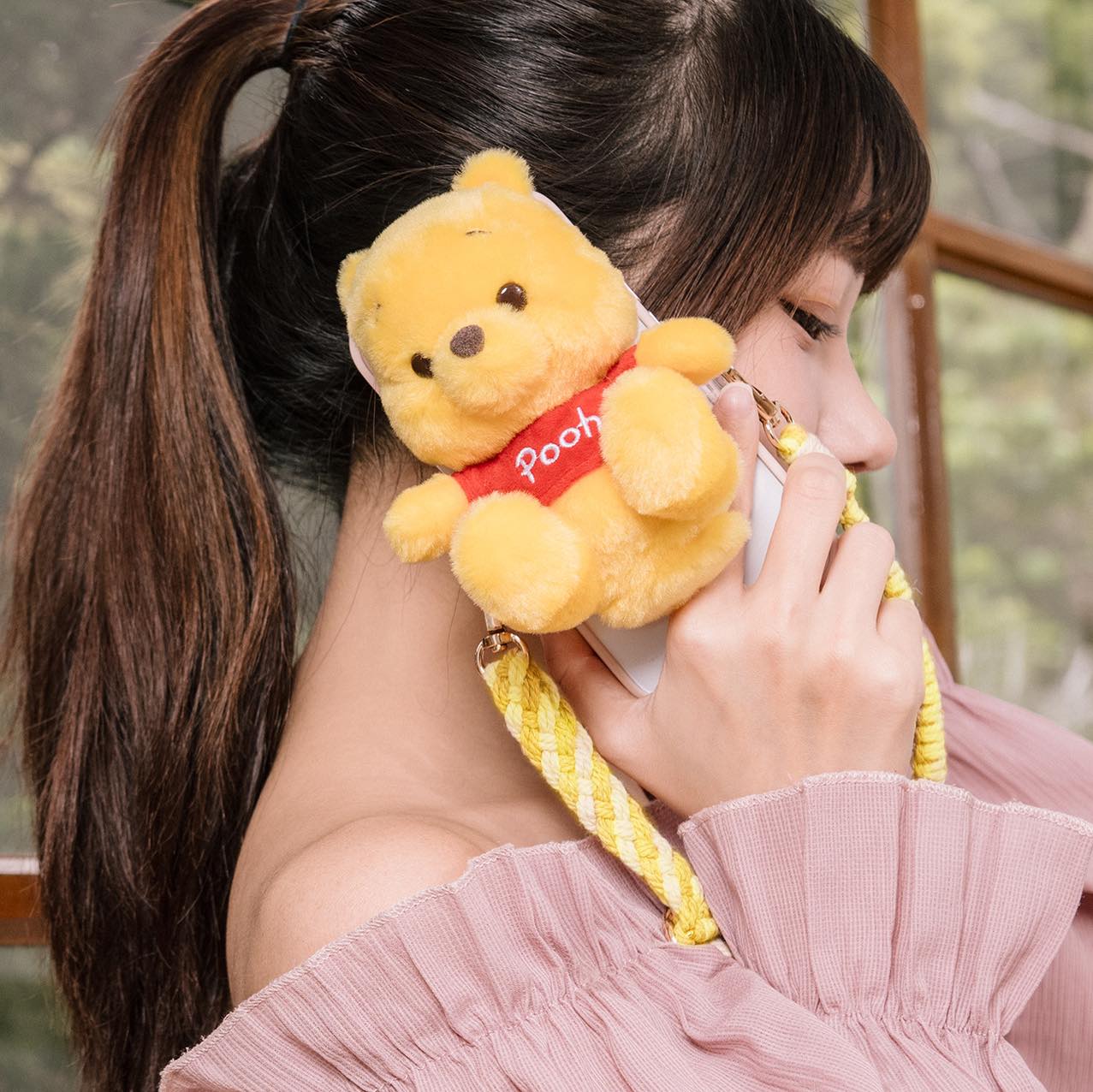 infoThink x Disney Winnie the Pooh Plush Mobile Strap with shopping bag