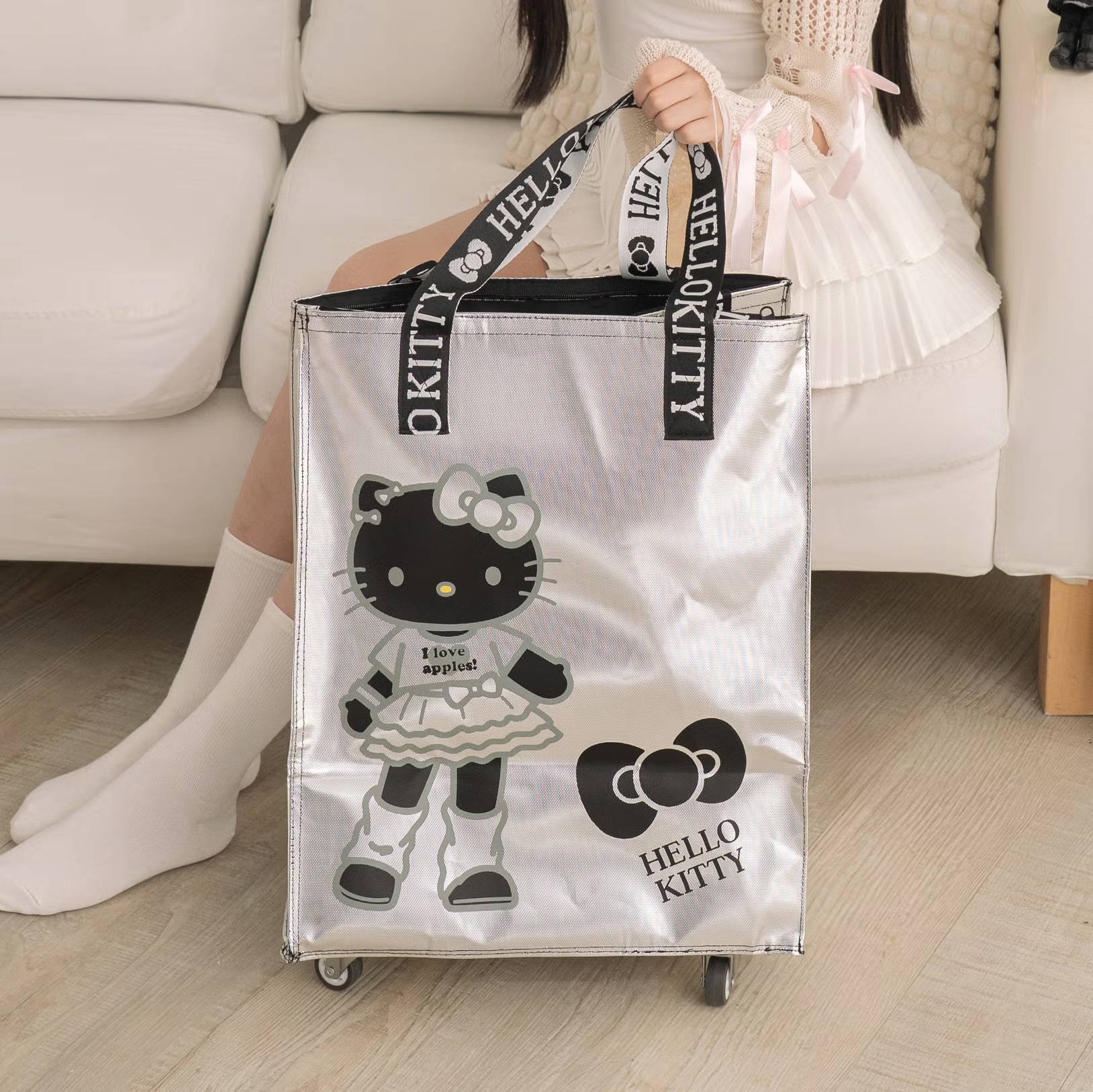 Hello Kitty x Long Legs - Trolley shopping bag with wheels