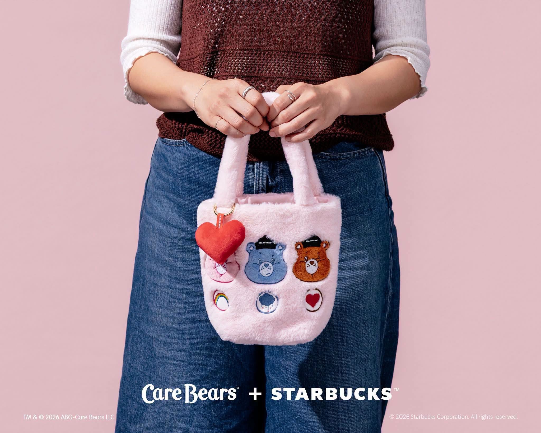 Starbucks x CARE BEARS Pink maomao carrier with heart charm