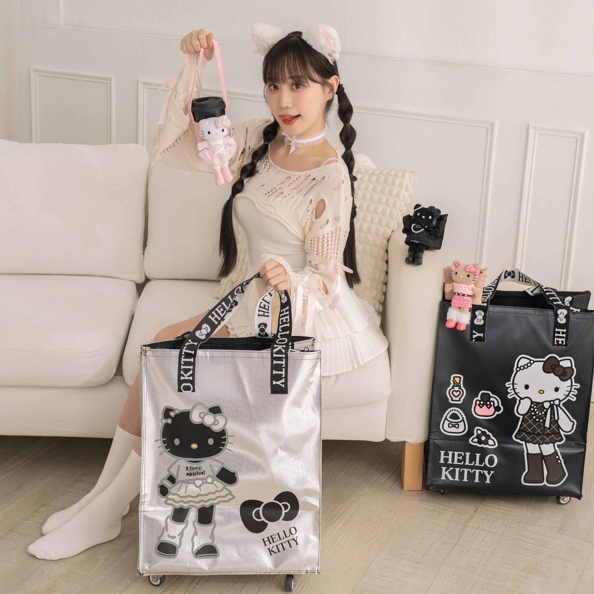 Hello Kitty x Long Legs - Trolley shopping bag with wheels