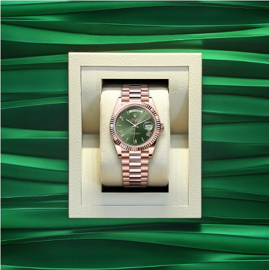 【Best Price Today🎃Only 599】Rolex Day-Date 40 Presidential Olive Green Dial 18kt Rose Gold 228235-0025