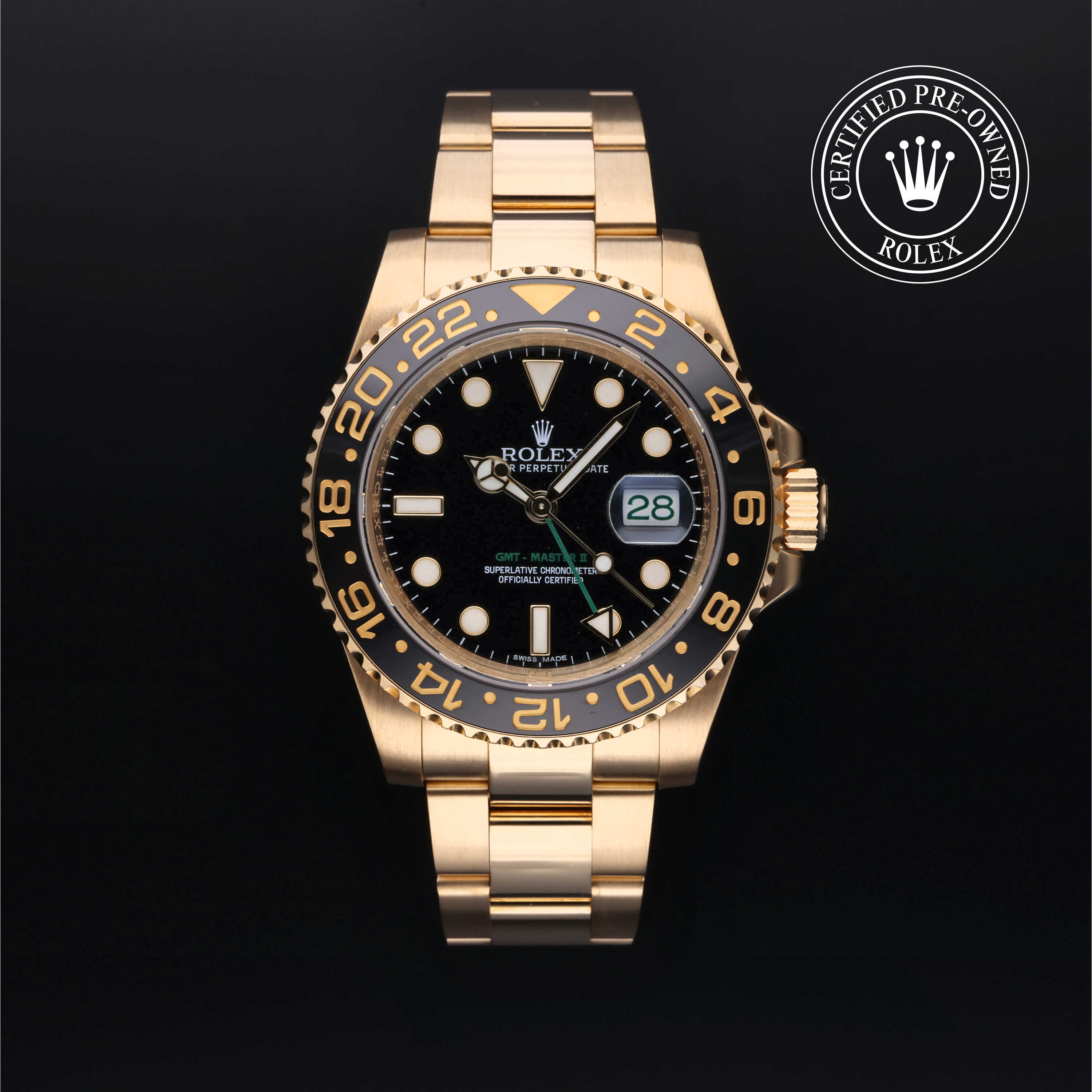 Rolex Certified Pre-Owned GMT-Master II 116718LN Yellow Gold Black Dial