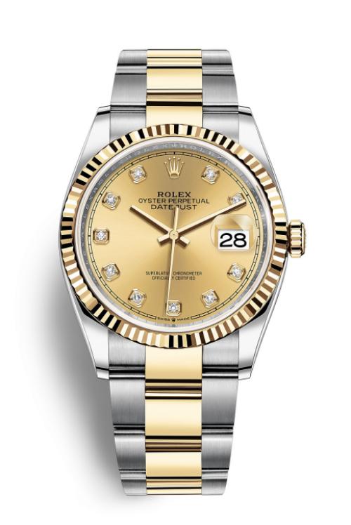 Rolex Oyster Perpetual Datejust 41 Watch, champagne dial, Fluted bezel, Two-tone Jubilee bracelet-NEW
