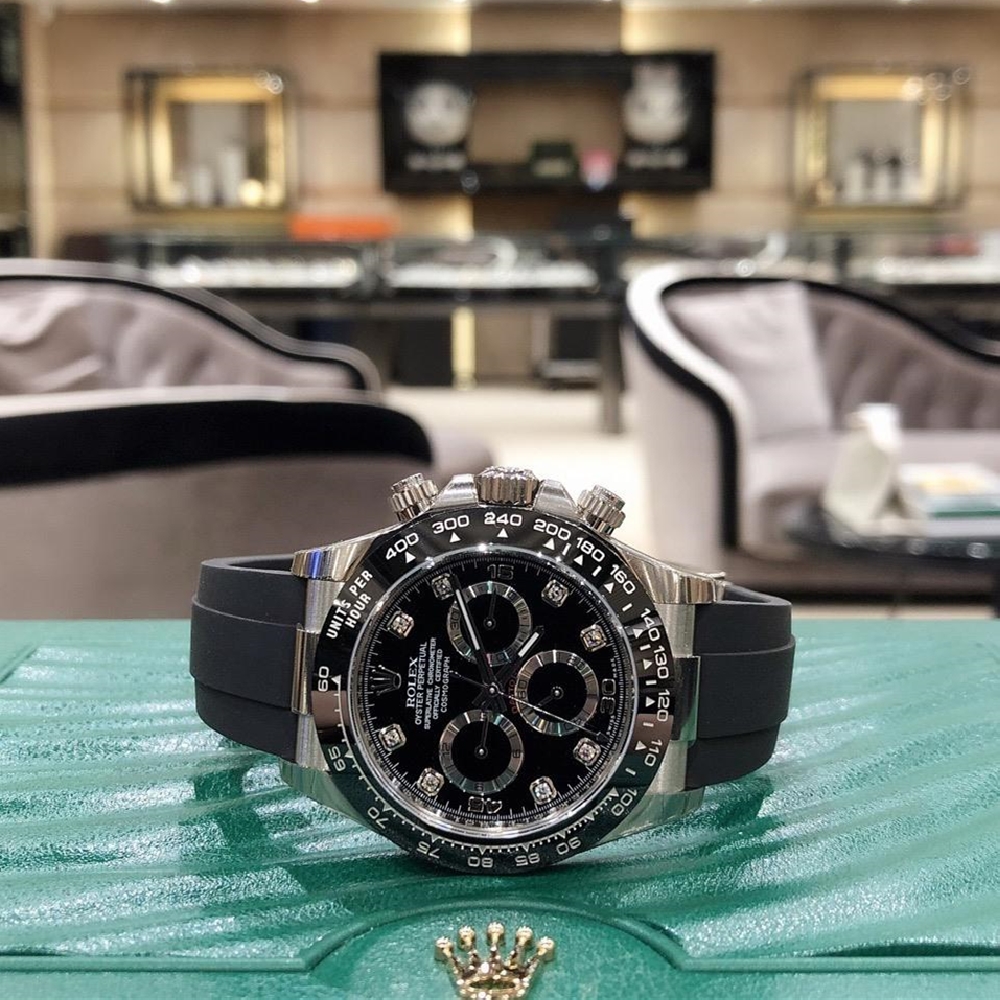 【National Day Clearance❤Today only 499】Rolex Daytona White Gold Black Dial Oysterflex Strap 116519LN-0025 Unworn