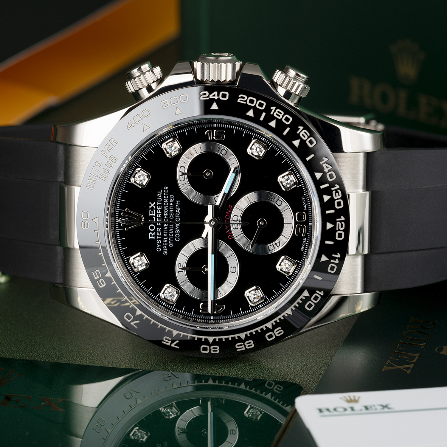 【National Day Clearance❤Today only 499】Rolex Daytona White Gold Black Dial Oysterflex Strap 116519LN-0025 Unworn