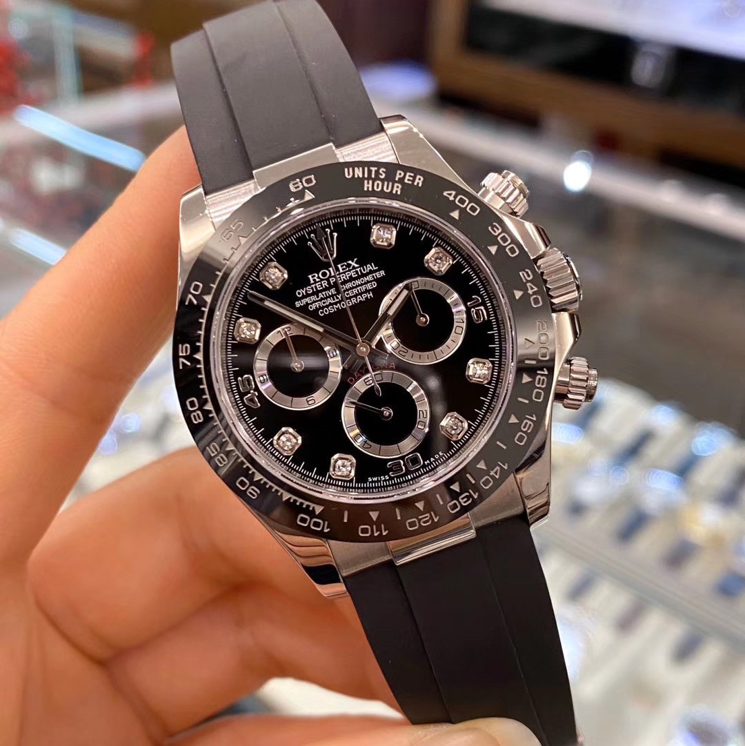 【National Day Clearance❤Today only 499】Rolex Daytona White Gold Black Dial Oysterflex Strap 116519LN-0025 Unworn