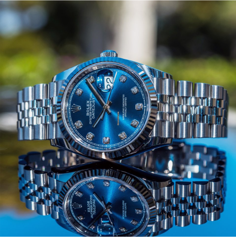 Rolex Datejust 36 126234 - Bright Blue Diamond Set Dial - Jubilee Bracelet