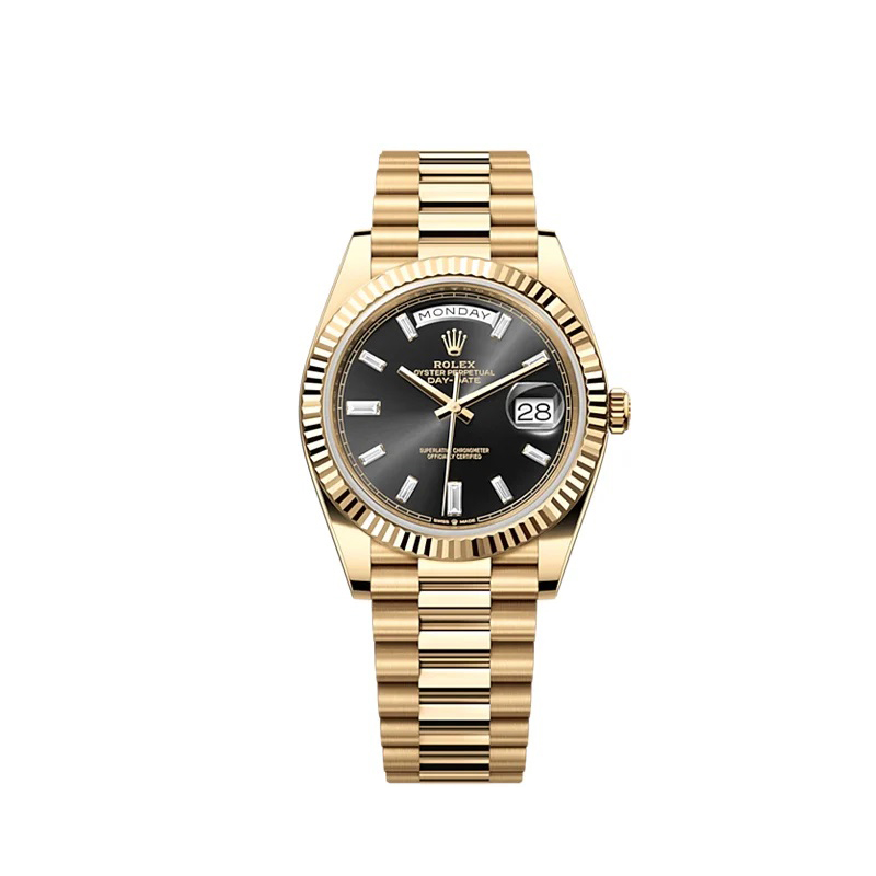 Rolex Day-Date 40 Presidential dial, Fluted Bezel, President bracelet, 2022 model Yellow gold Watch 228238-0004