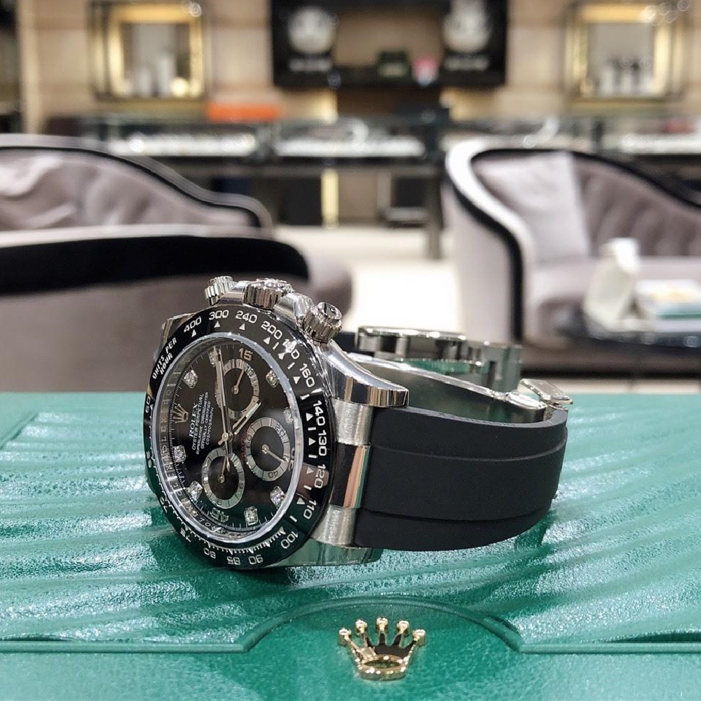 【National Day Clearance❤Today only 499】Rolex Daytona White Gold Black Dial Oysterflex Strap 116519LN-0025 Unworn