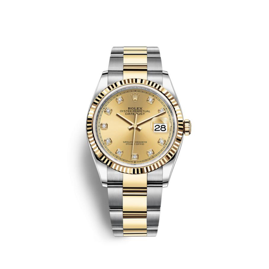 Rolex Oyster Perpetual Datejust 41 Watch, champagne dial, Fluted bezel, Two-tone Jubilee bracelet-NEW
