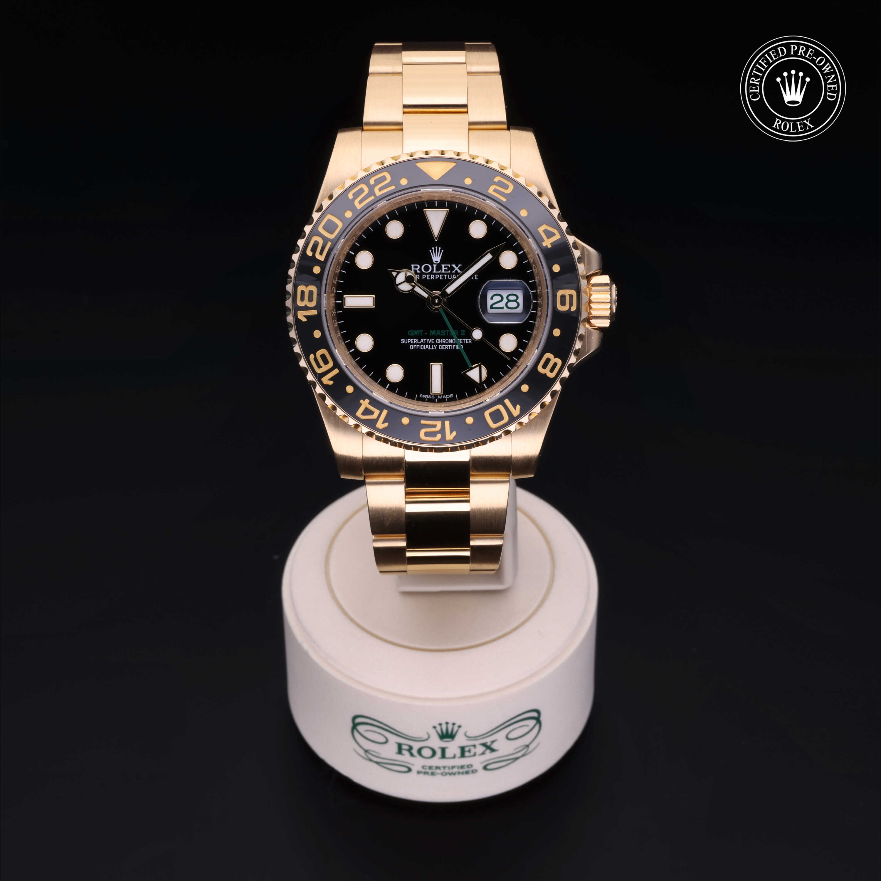 Rolex Certified Pre-Owned GMT-Master II 116718LN Yellow Gold Black Dial