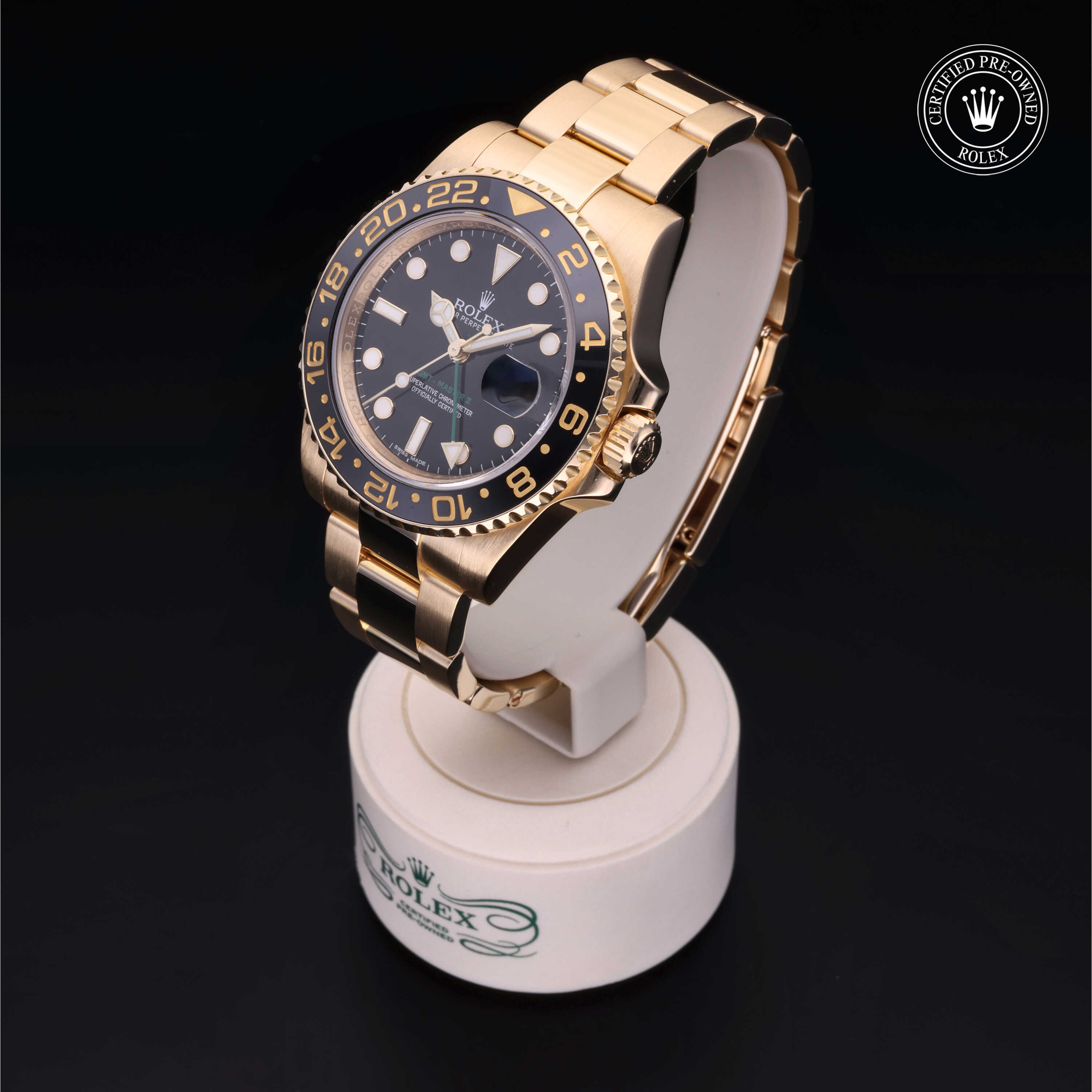 Rolex Certified Pre-Owned GMT-Master II 116718LN Yellow Gold Black Dial