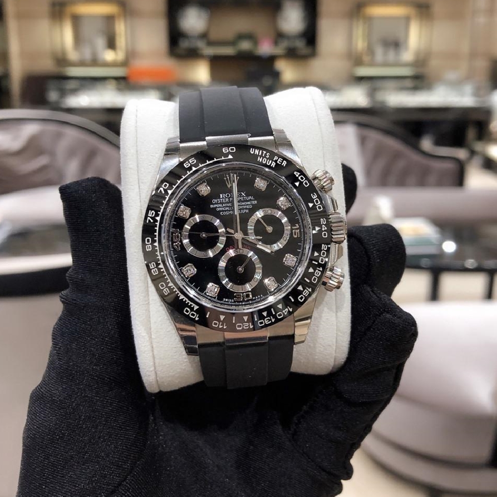 【National Day Clearance❤Today only 499】Rolex Daytona White Gold Black Dial Oysterflex Strap 116519LN-0025 Unworn