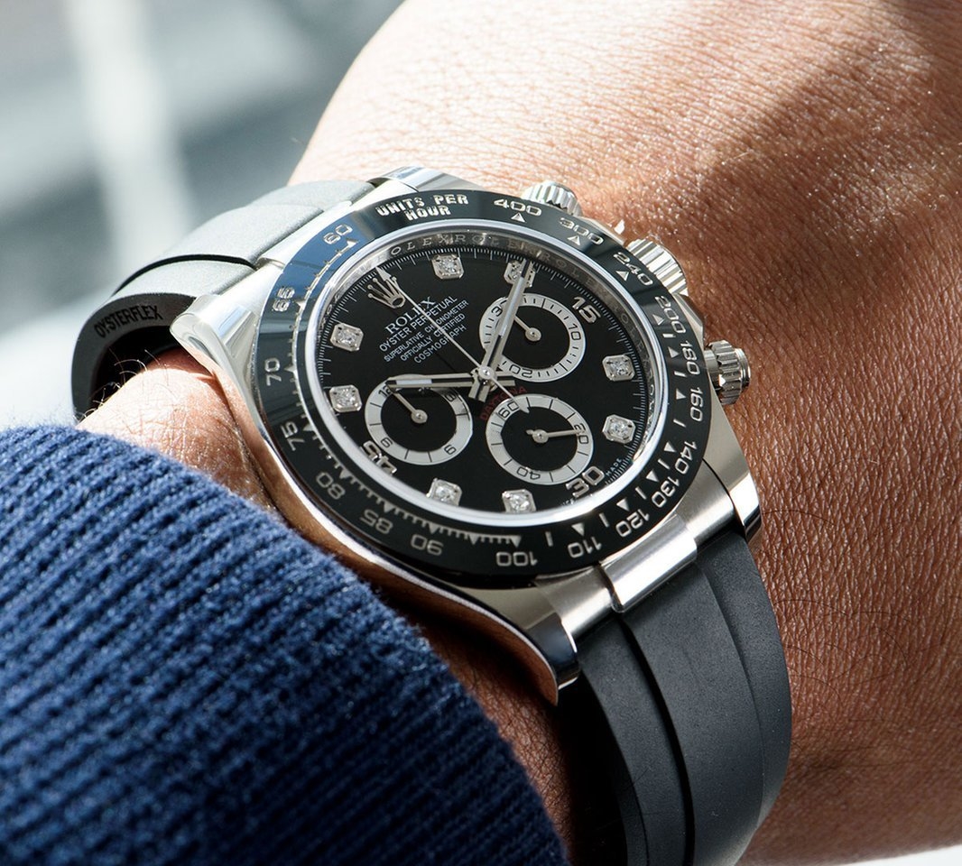 【National Day Clearance❤Today only 499】Rolex Daytona White Gold Black Dial Oysterflex Strap 116519LN-0025 Unworn