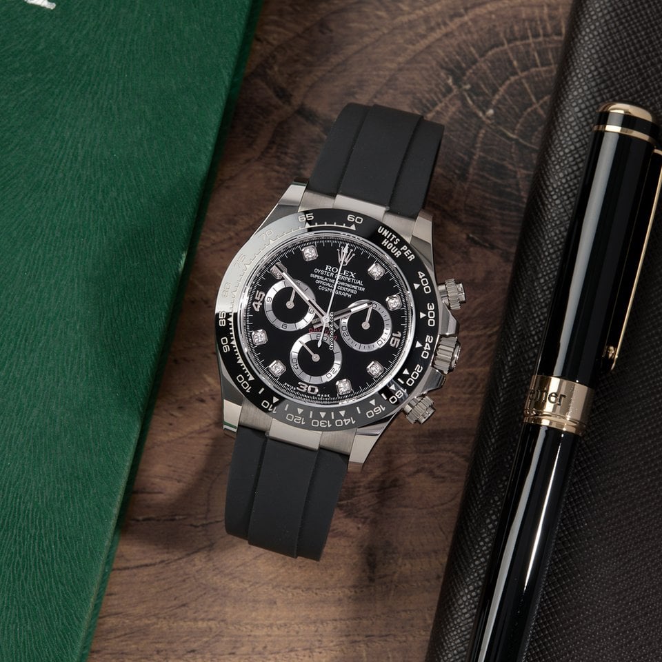 【National Day Clearance❤Today only 499】Rolex Daytona White Gold Black Dial Oysterflex Strap 116519LN-0025 Unworn