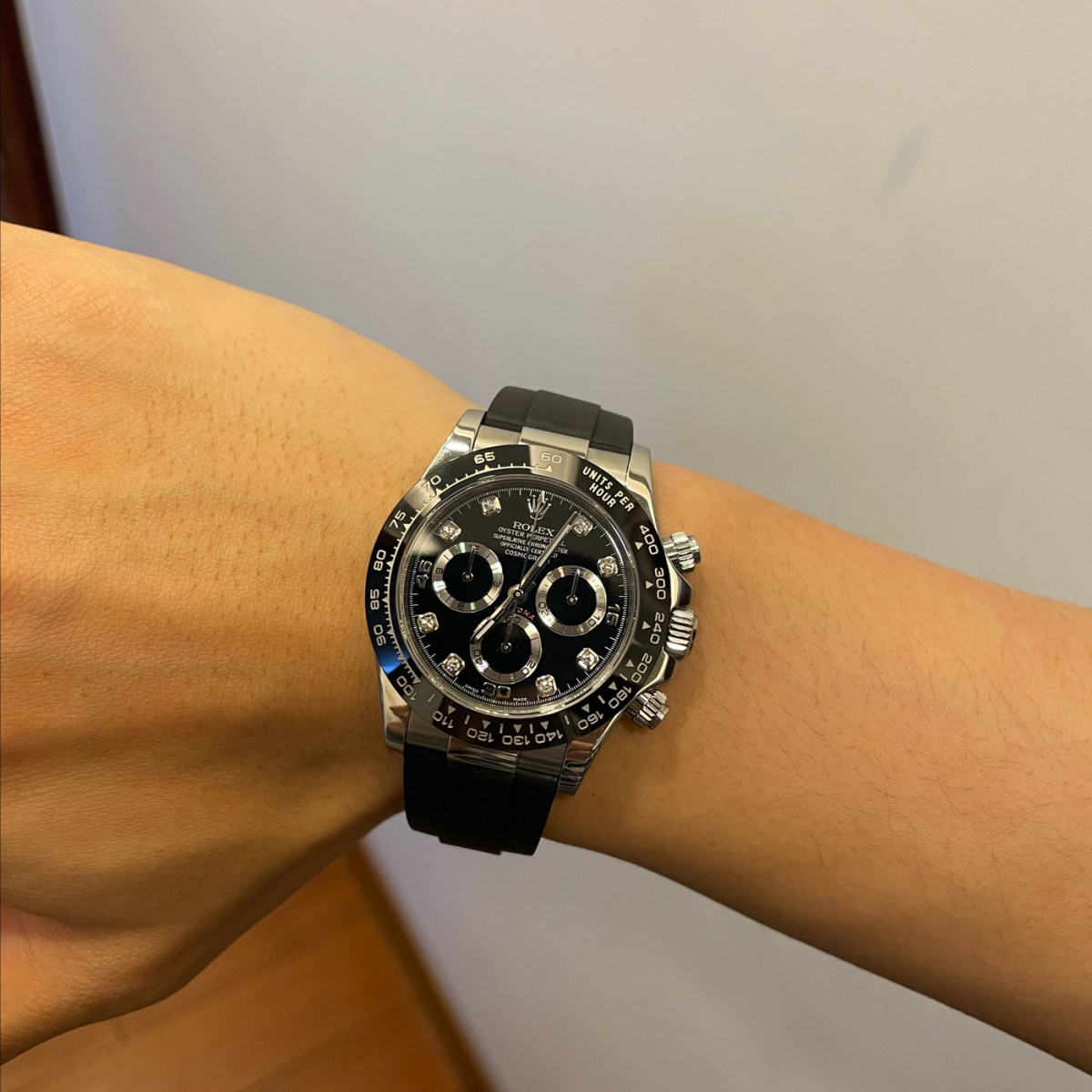 【National Day Clearance❤Today only 499】Rolex Daytona White Gold Black Dial Oysterflex Strap 116519LN-0025 Unworn