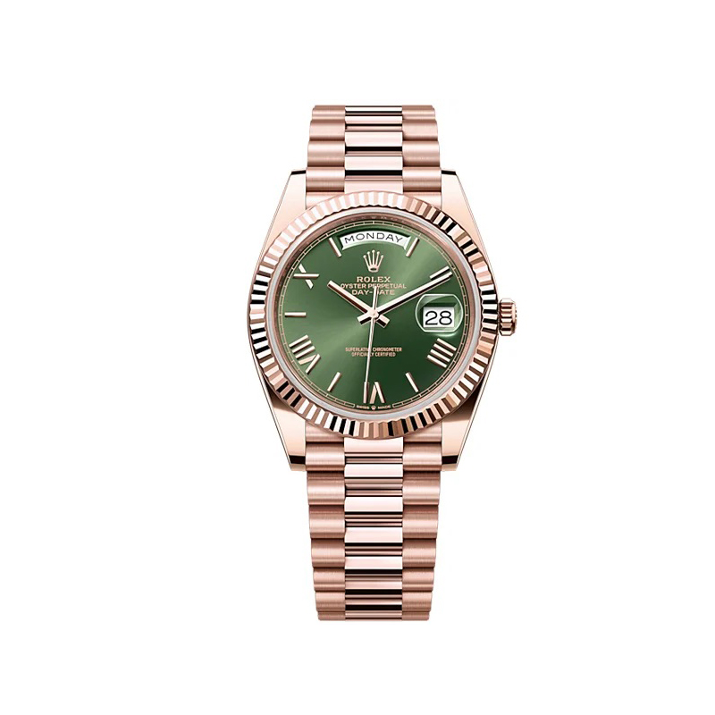 【Best Price Today🎃Only 599】Rolex Day-Date 40 Presidential Olive Green Dial 18kt Rose Gold 228235-0025