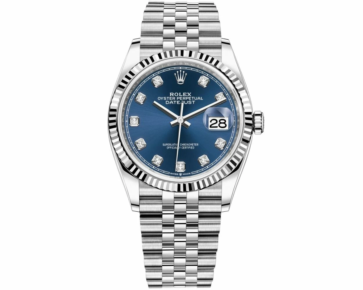 Rolex Datejust 36 126234 - Bright Blue Diamond Set Dial - Jubilee Bracelet