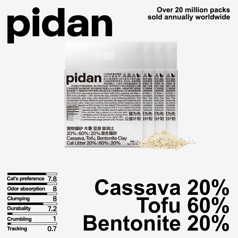 3-in-1 Mixed Cat Litter (Cassava, Tofu, Bentonite Clay)