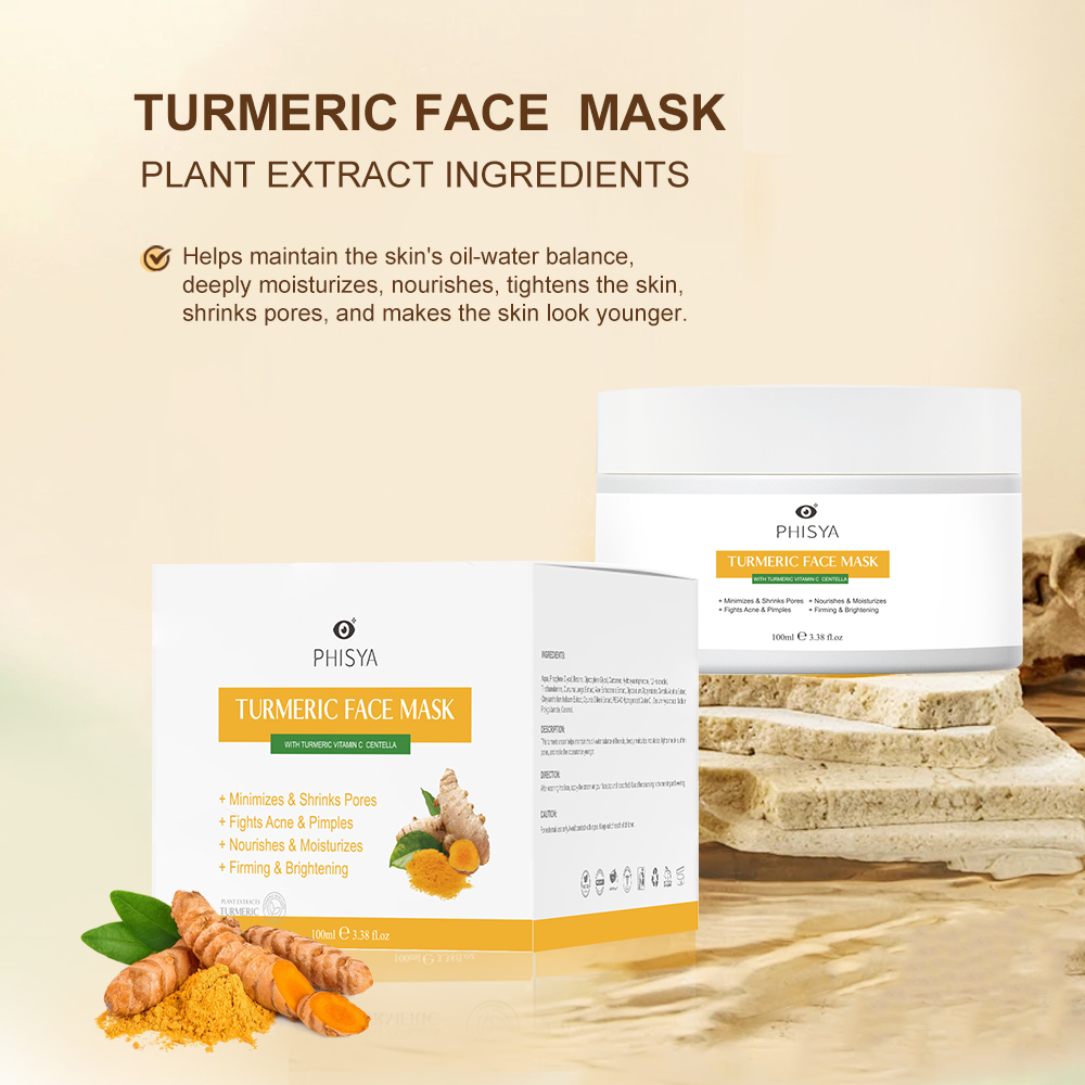 PHISYA Organic Turmeric Mud Facial Mask Moisturizing Nourishing Skin Firming Anti Aging Wrinkles Removal Magic Mask