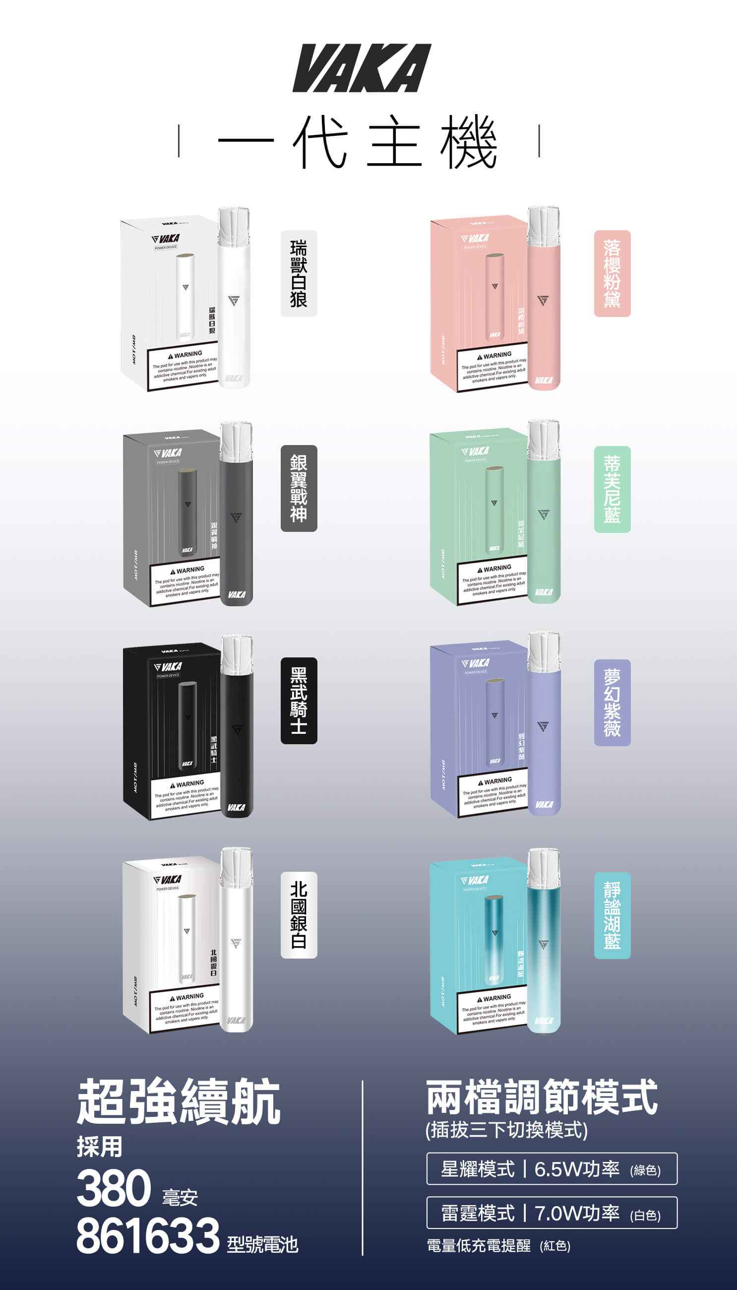 VAKA主機 一代電子菸桿 雙檔調節
