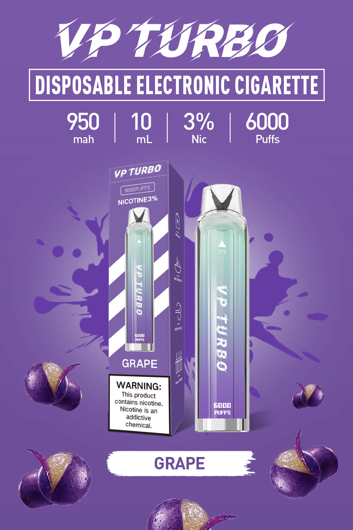 VP TURBO發光棒 6000口拋棄式 一次性霧化桿