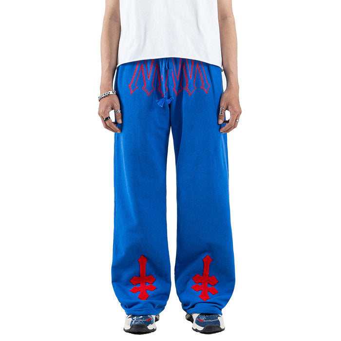 DENIMITUP H zigzag sweat pants - Sonic Blue - Celana panjang