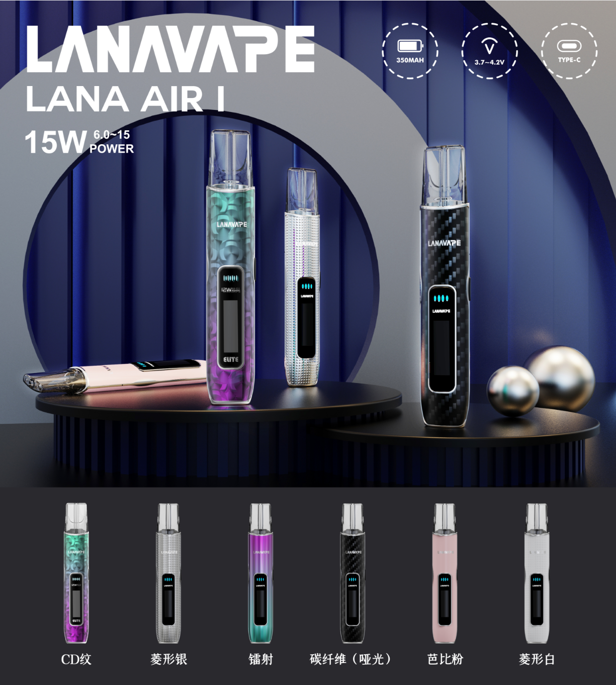 LANA AIR I 智能主機 通用一代蛋 智能超大液晶屏幕＋精準功率控制 6W-15W可調