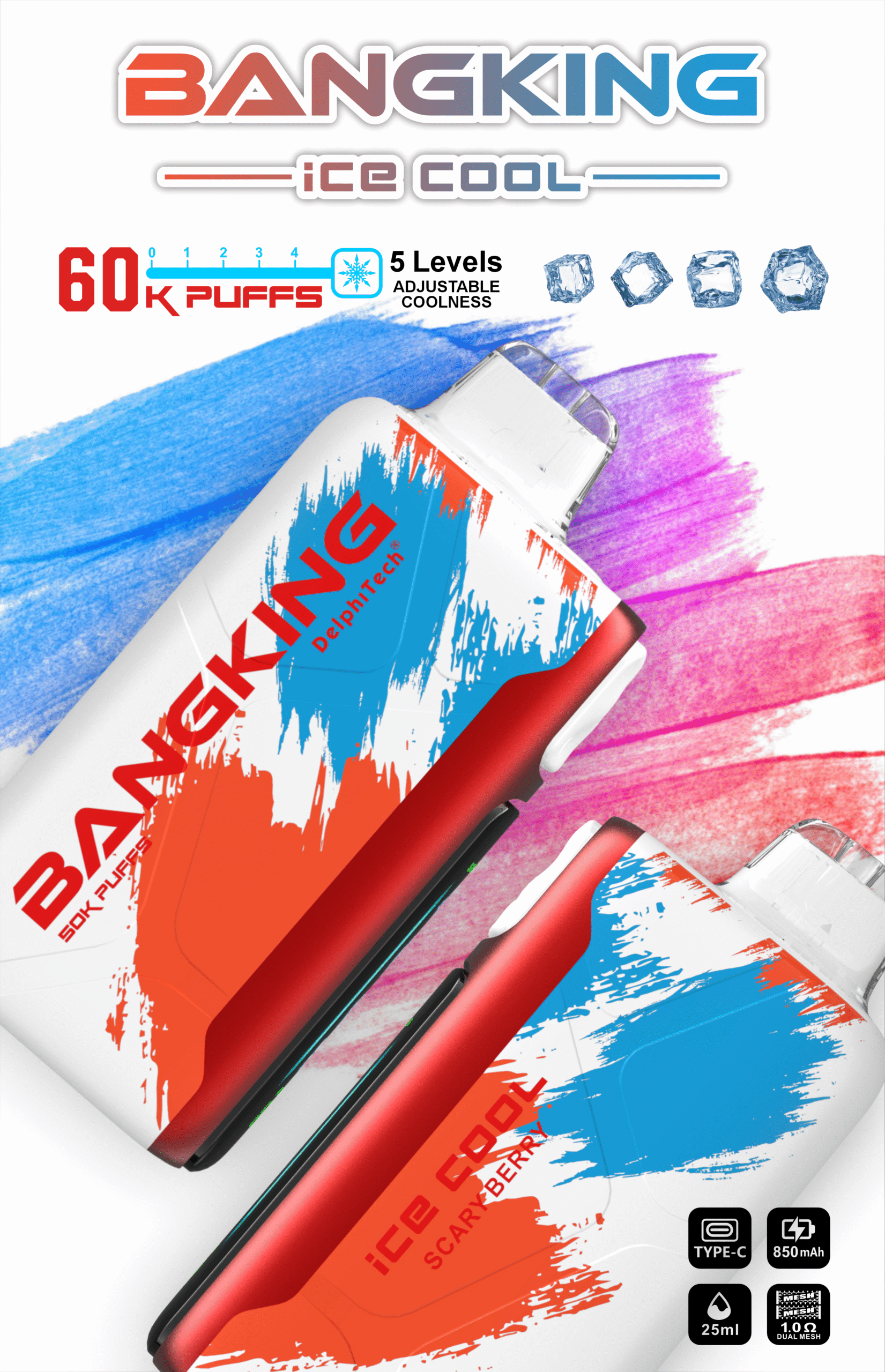 Bang king 60000口一次性拋棄式-5檔可調冰度 bang一次性電子煙-台灣現貨