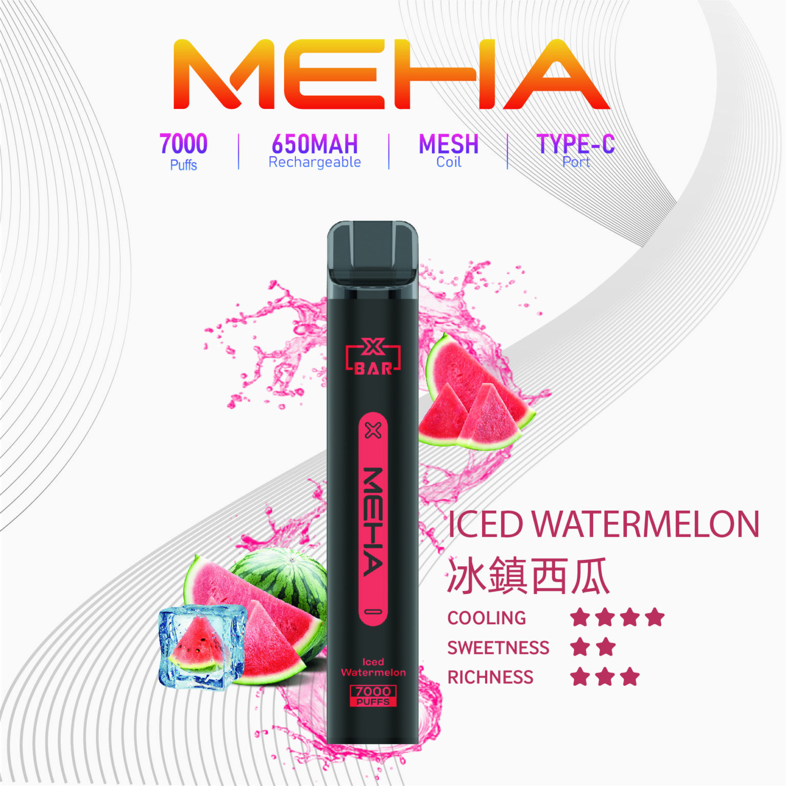 台灣現貨-MEHA魅嗨7000口拋棄式/一次性電子煙