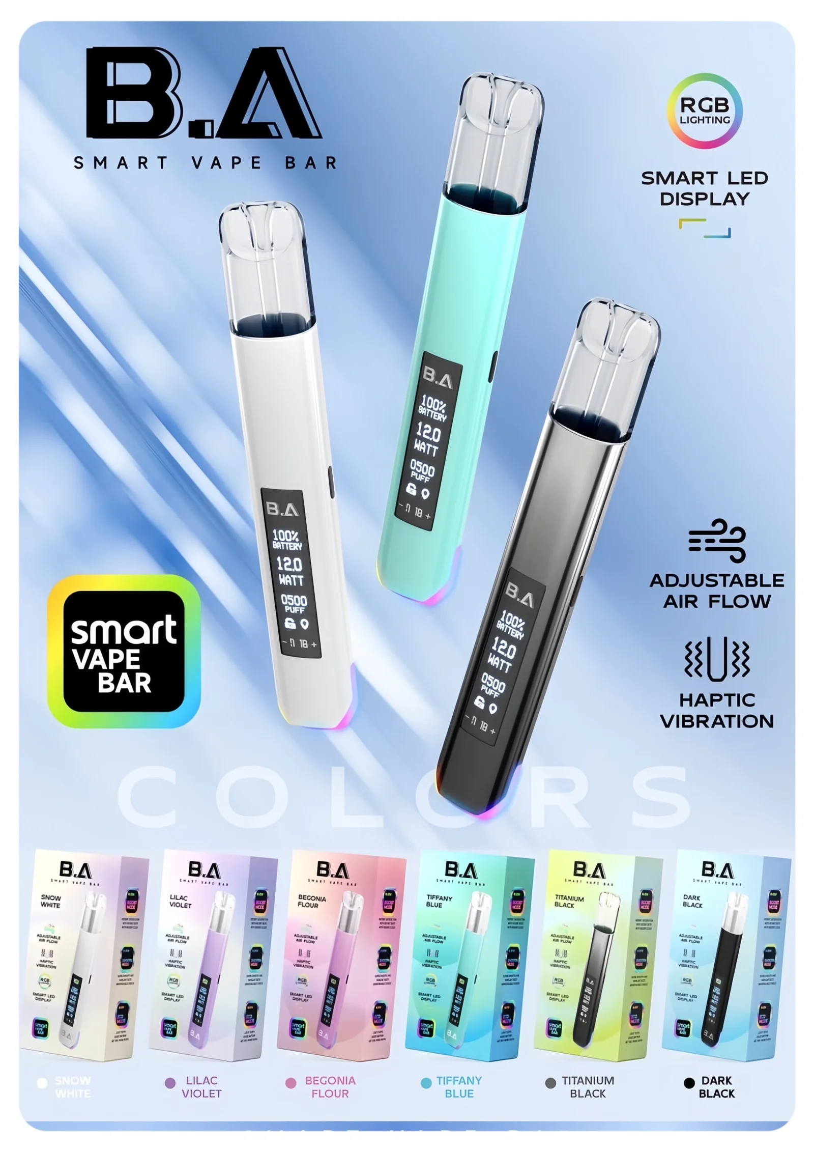 B.A一代主機  適配一代relx/sp2s各式煙彈 可調式LED顯示屏可發光煙桿