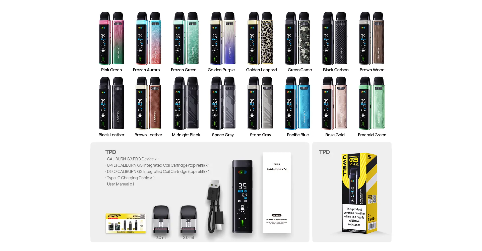 正版 UWELL Caliburn G3 PRO咖哩棒G3 PRO主機套裝/G3空倉（4入組）