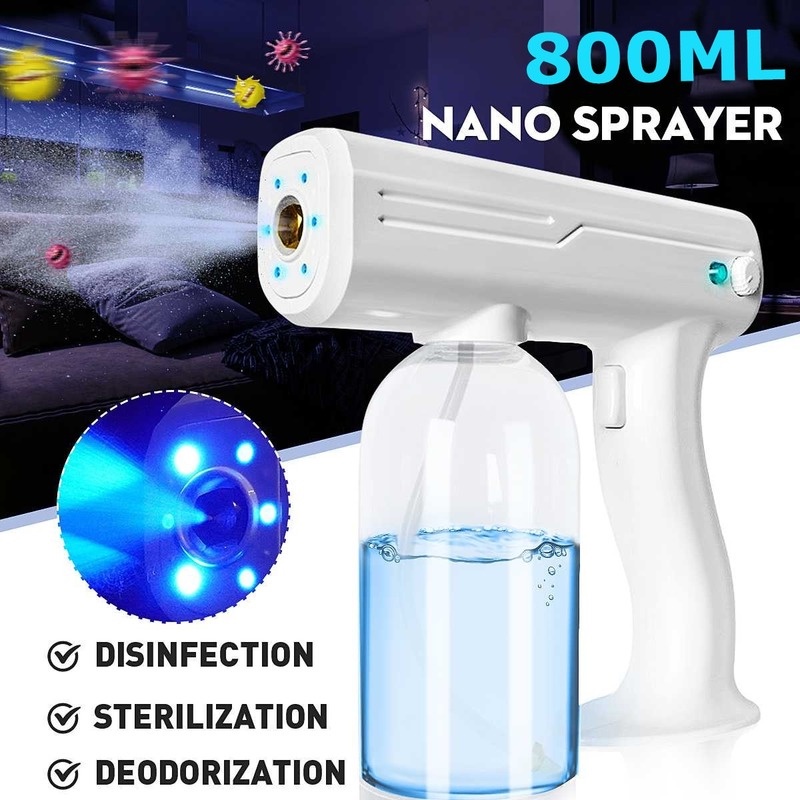 "Spray Gun Wireless Rechargeable Disinfection Sprayer Nano  Blue Ray Atomizer Fogging Spray Gun 800ML"-Wholesale Office Stationery and Pantry Supply