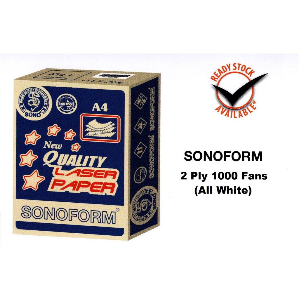 SONOFORM Computer Form 9.5'' x 11'' x 1Ply / 2 Ply 500Fans-Wholesale Office Stationery and Pantry Supply