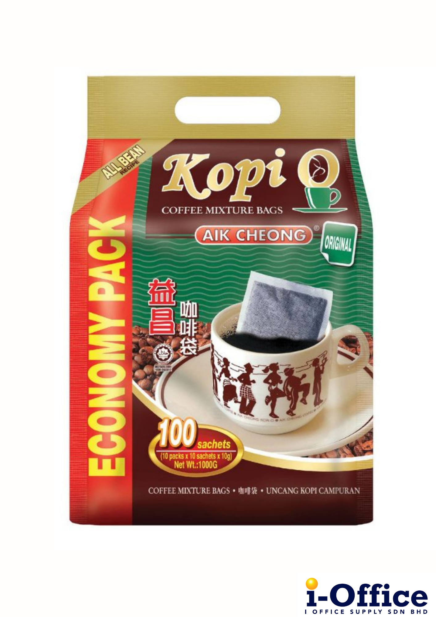 Aik Cheong Kopi O Coffee Mixture Bag - 100s x 10g - Economy Pack