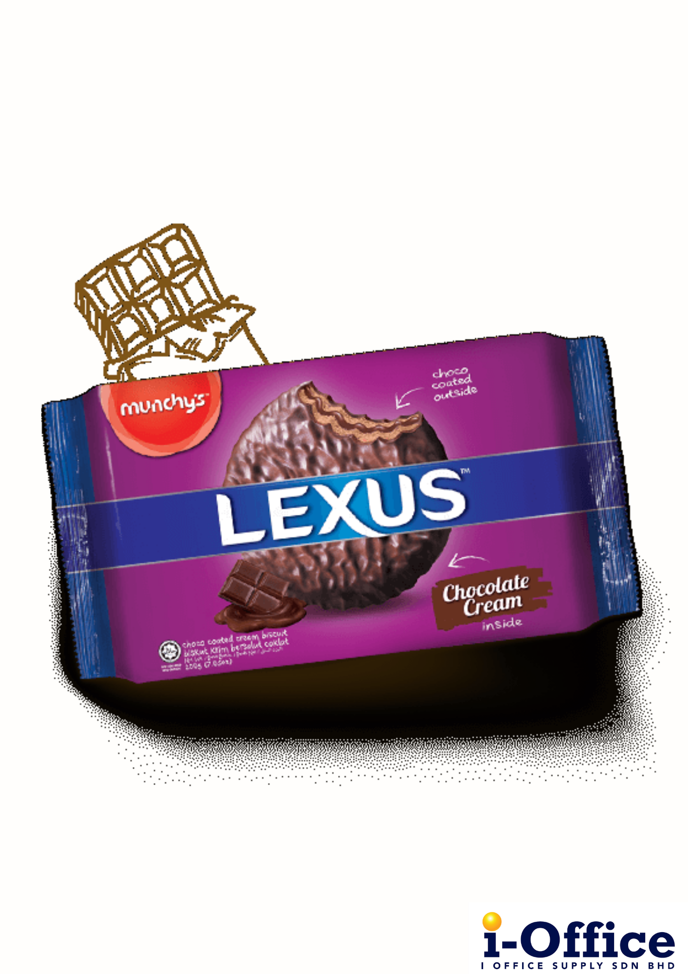 Munchy's Lexus Chocolate Cream Choco Coated Cream Biscuit 200g