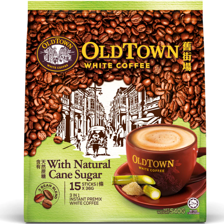 OLDTOWN White Coffee With Natural Cane Sugar 3in1 Instant Premix White Coffee 15s X 36g