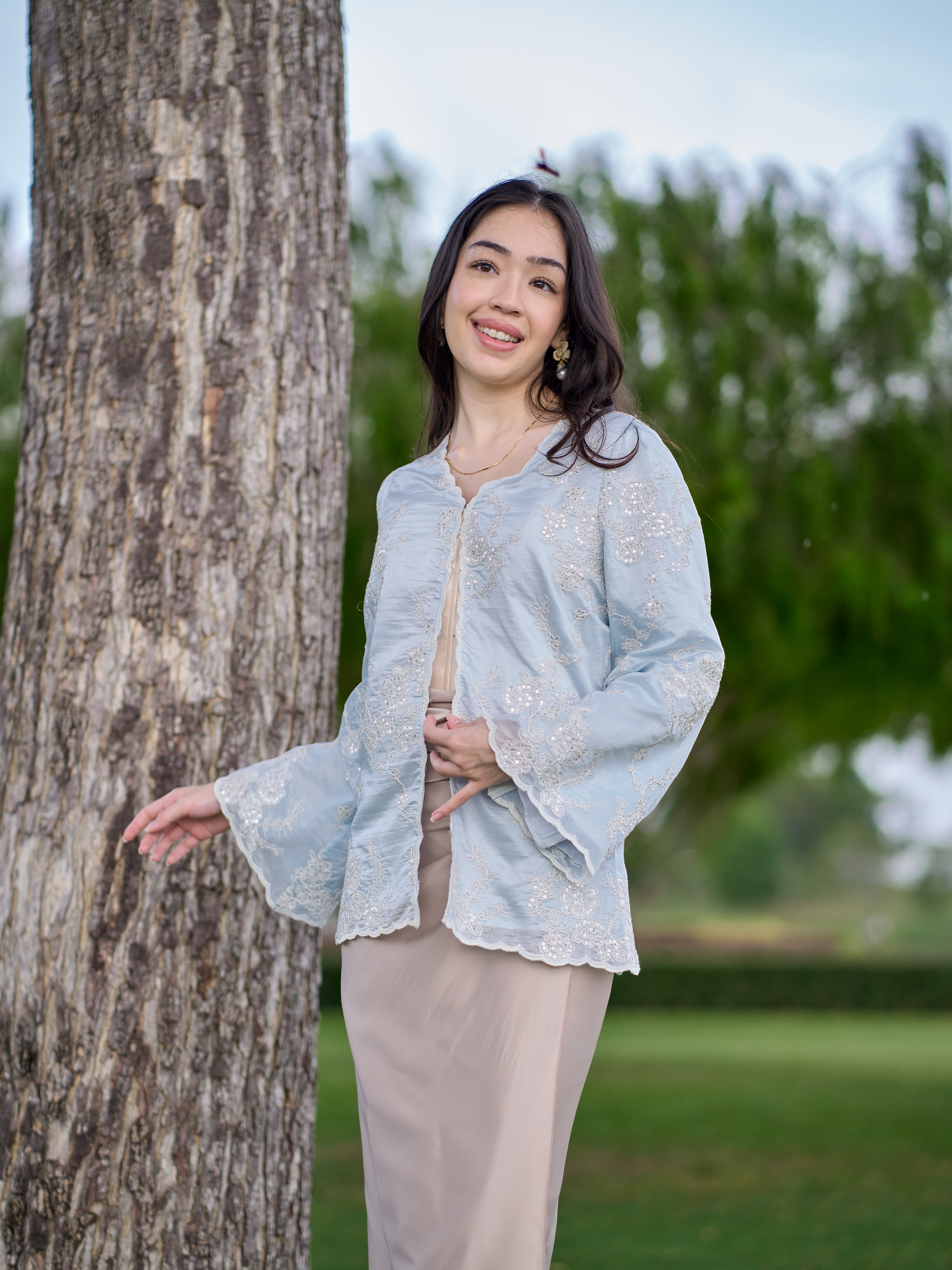 Ice Bloom Kebaya in Soft Blue