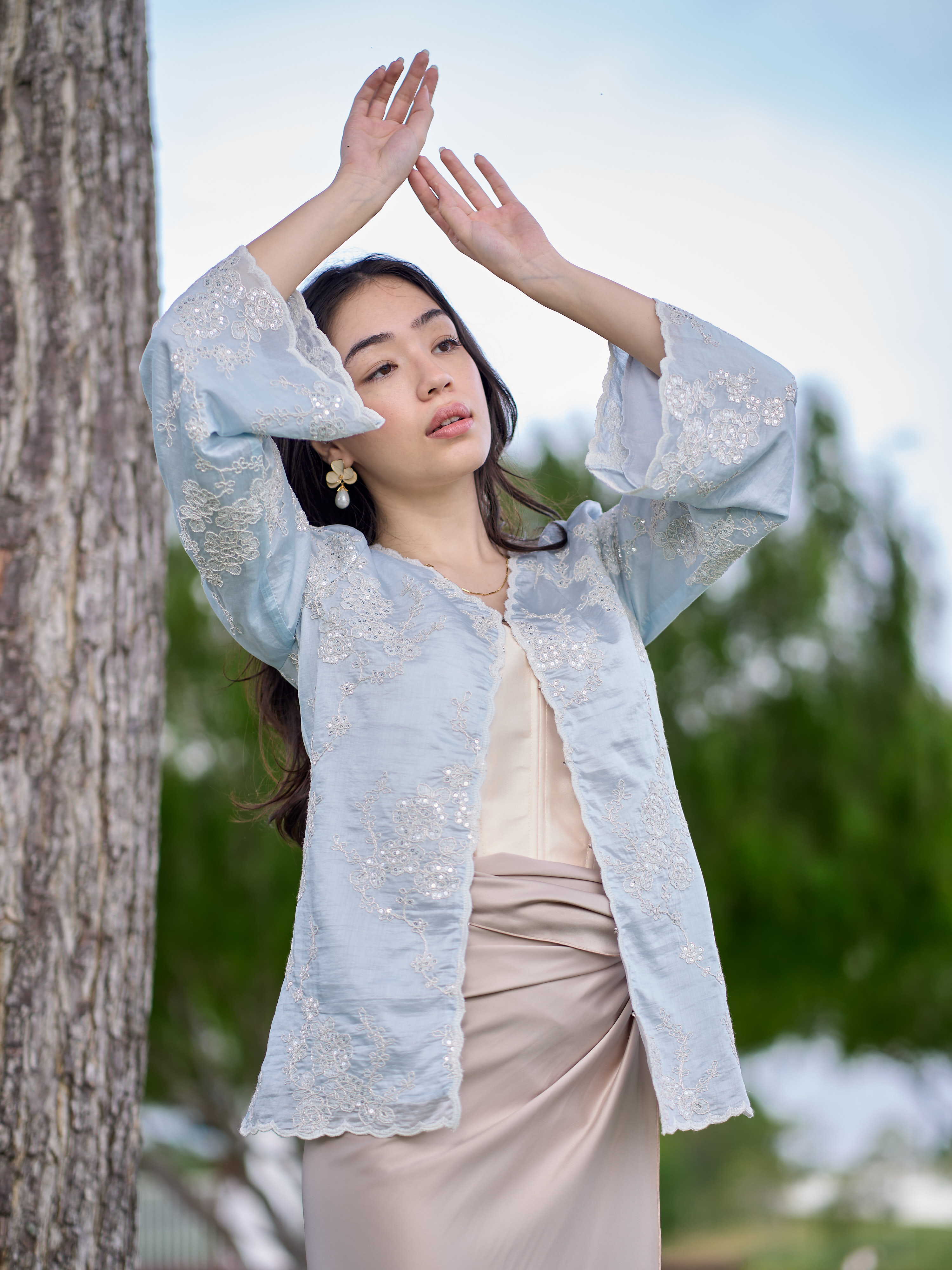 Ice Bloom Kebaya in Soft Blue