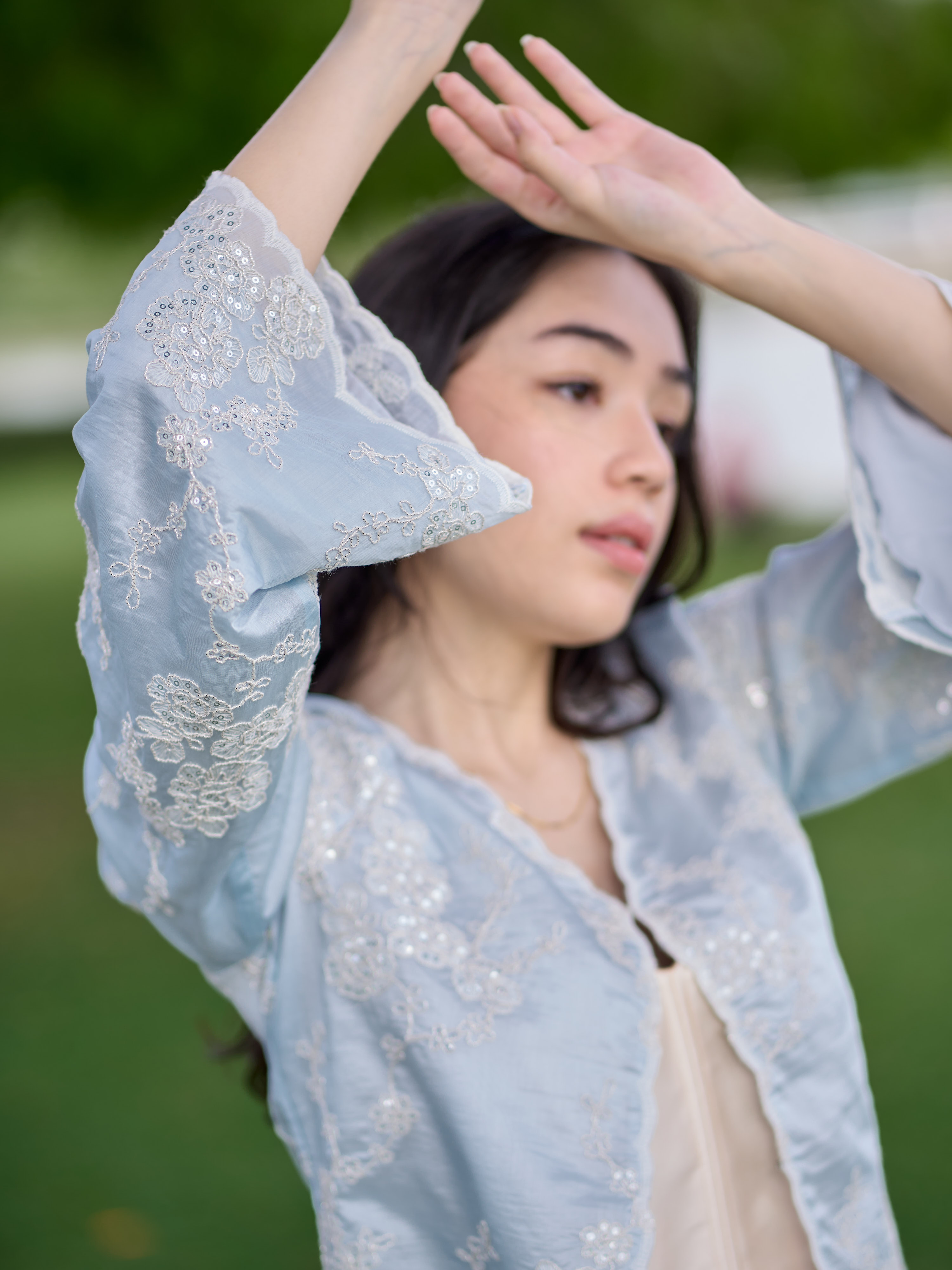 Ice Bloom Kebaya in Soft Blue