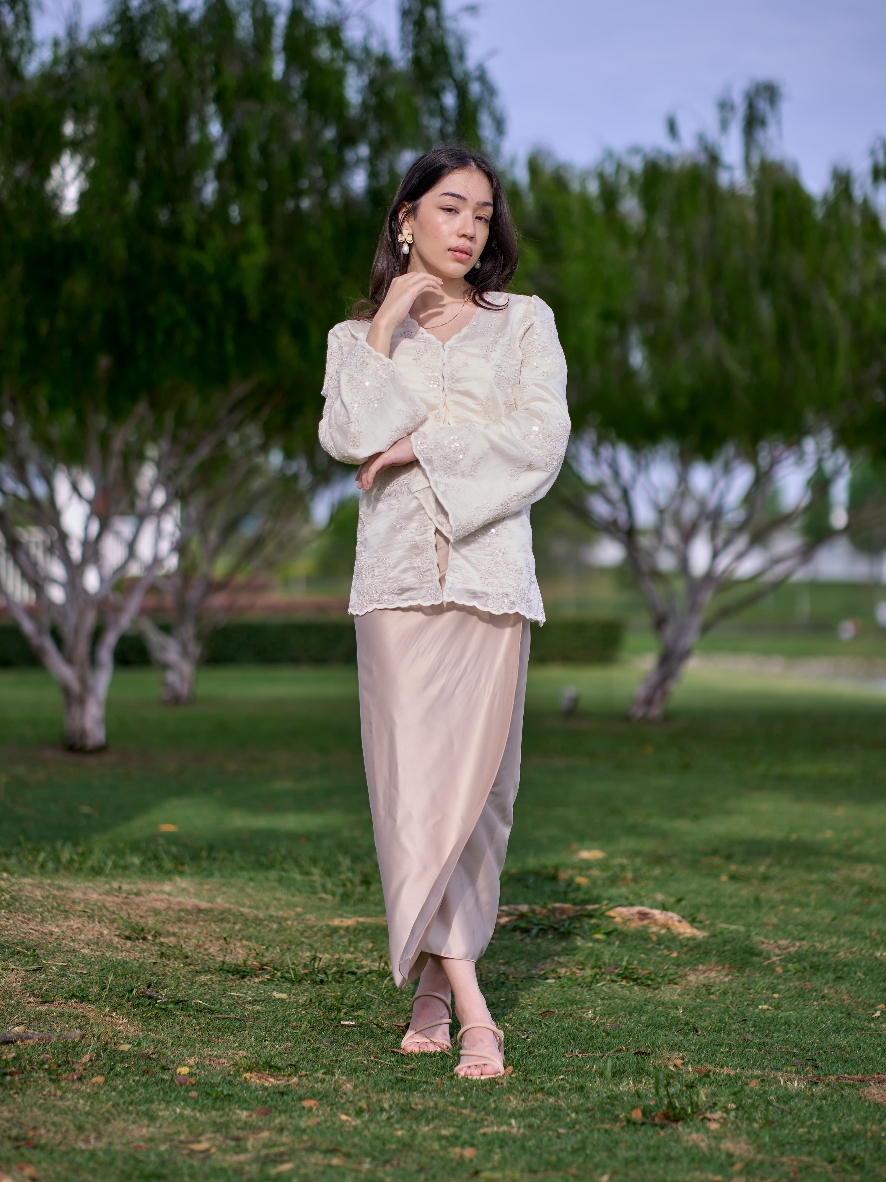 Ivory Bloom Kebaya in Off White