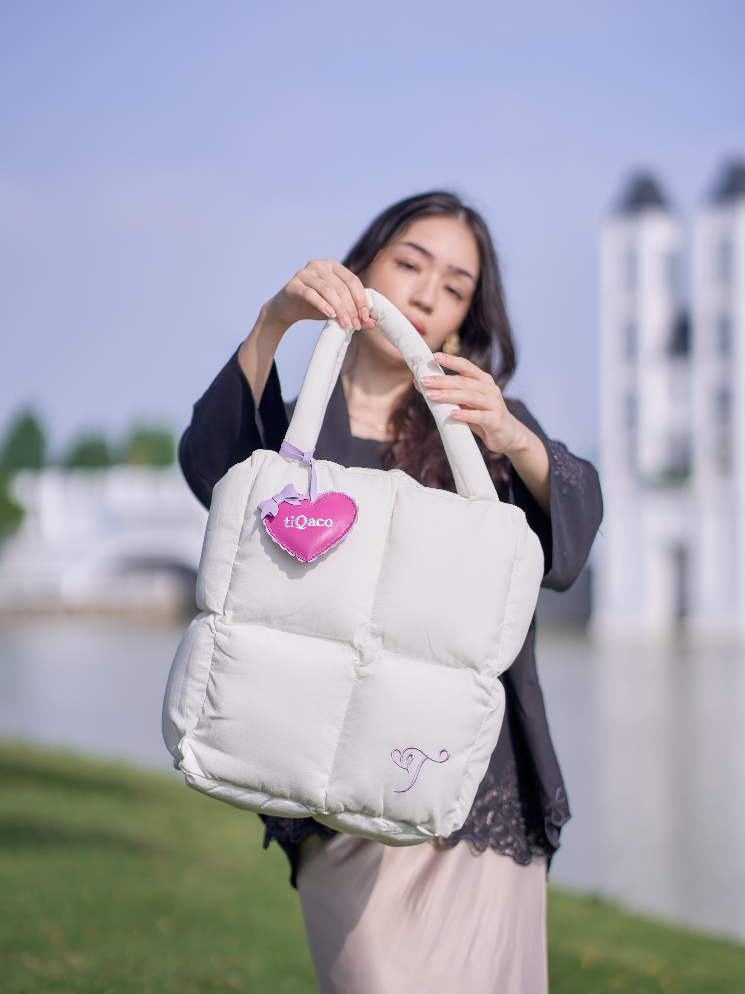 Marshmallow Bag with Heart-shaped Charm