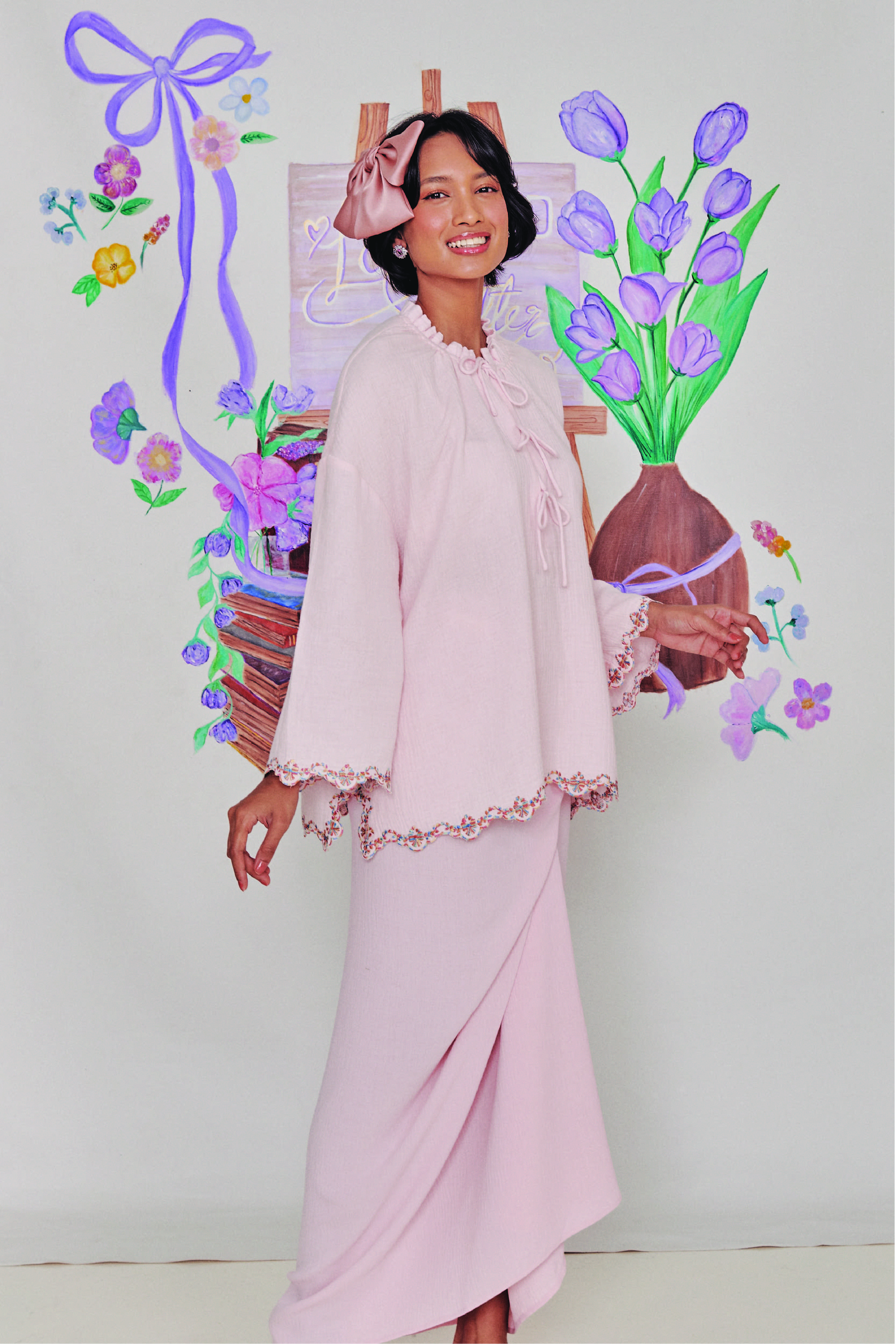 Romance Kurung in Blush