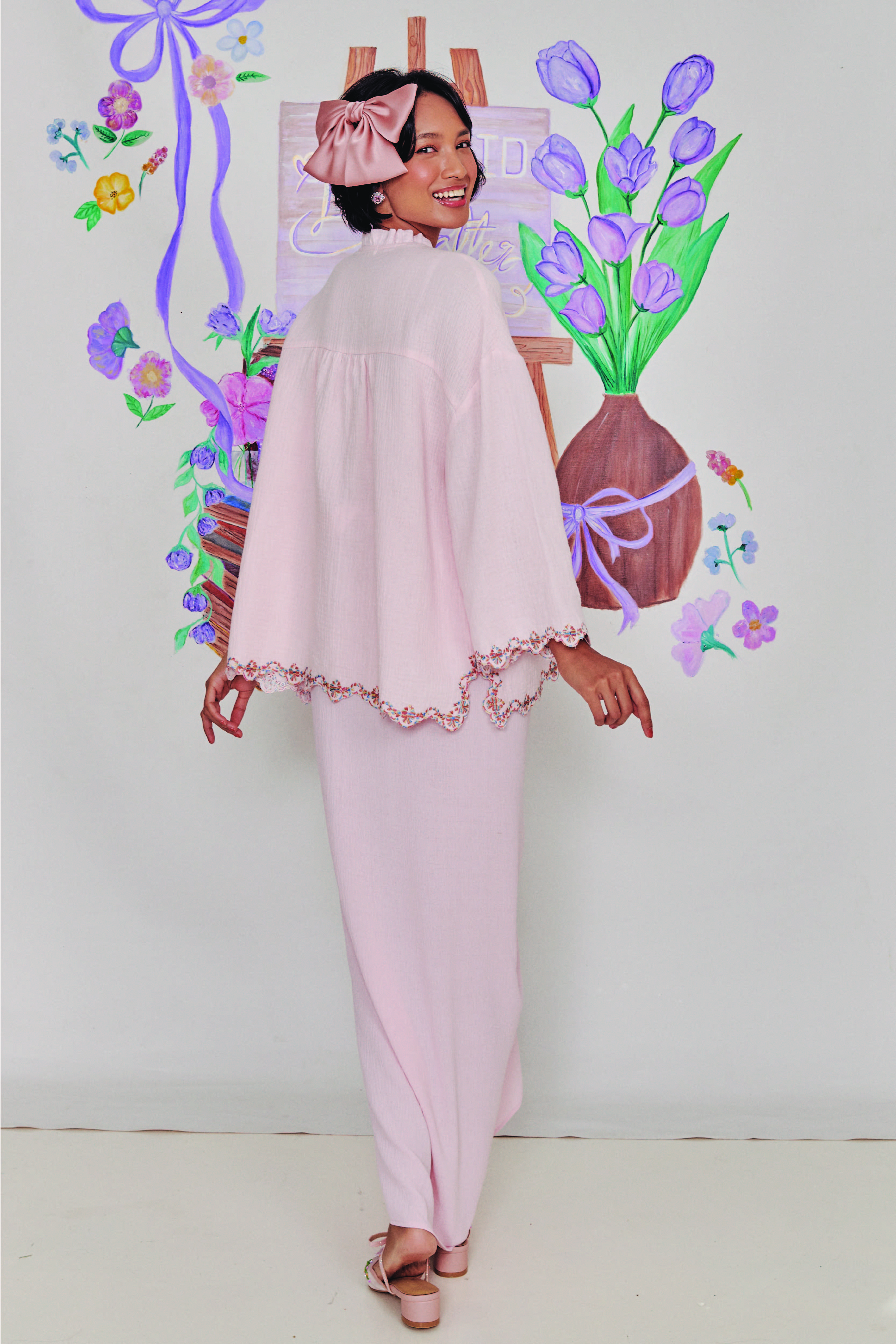 Romance Kurung in Blush