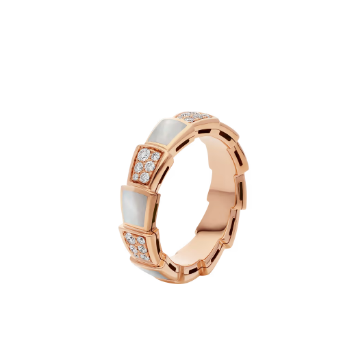 Viper Ring With Ring Mother Of Pearl, Diamonds