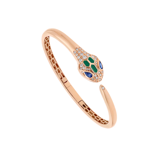 Diamond Bangle With Sapphire, Malachite