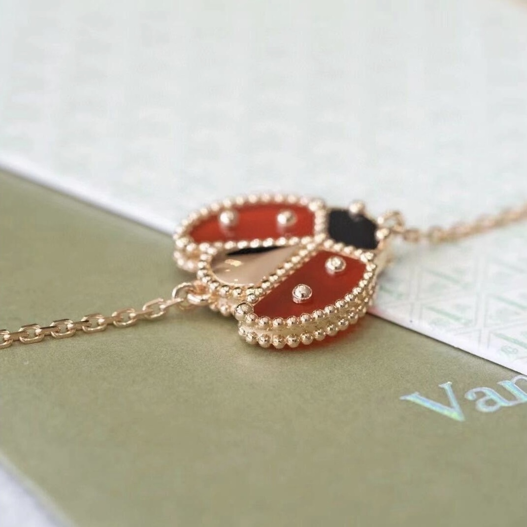 Van Cleef Inspired Lucky Spring bracelet, open wings ladybug