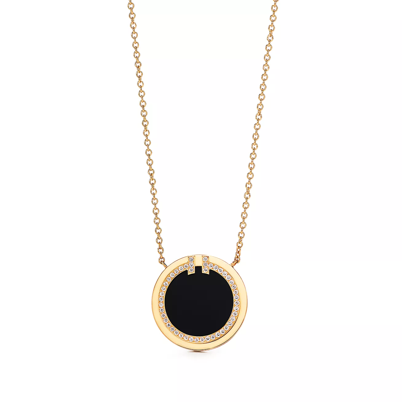 Tiffany T Diamond and Black Onyx Circle Pendant