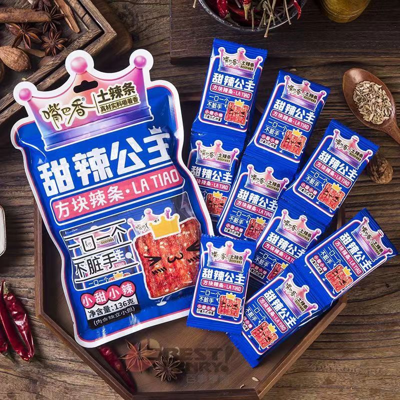 嘴巴香土辣條 甜辣公主方塊辣條 一口一個